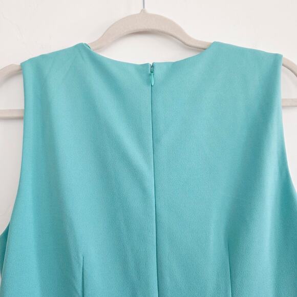 Maggy London Teal Blue / Green Sleeveless Knee Length Sheath Wrap Dress Size 10 - Picture 4 of 6